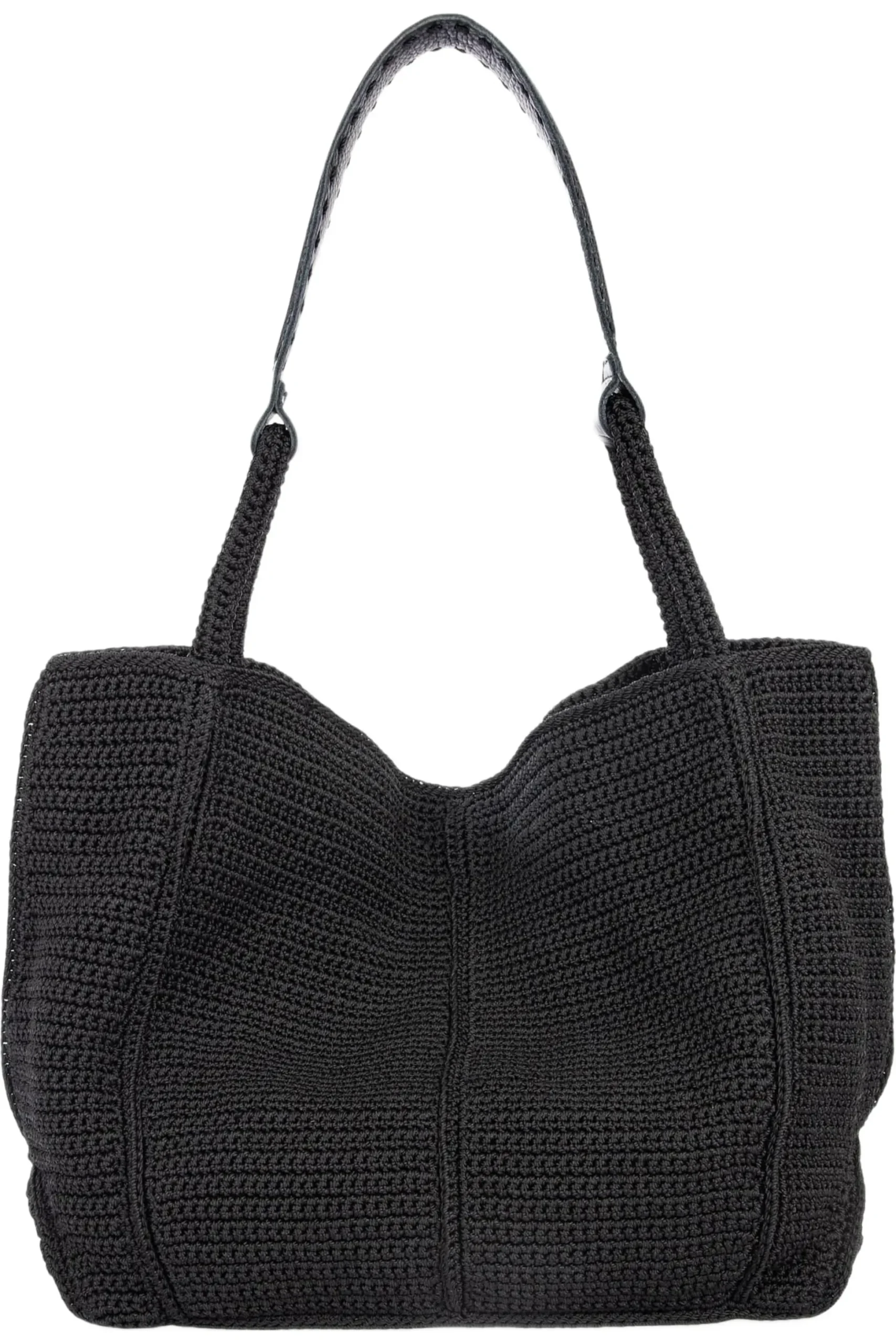 Bolso de Mano de Lana Negra Tejido a Mano1 Bolso de Mano de Lana Negra Tejido a Mano