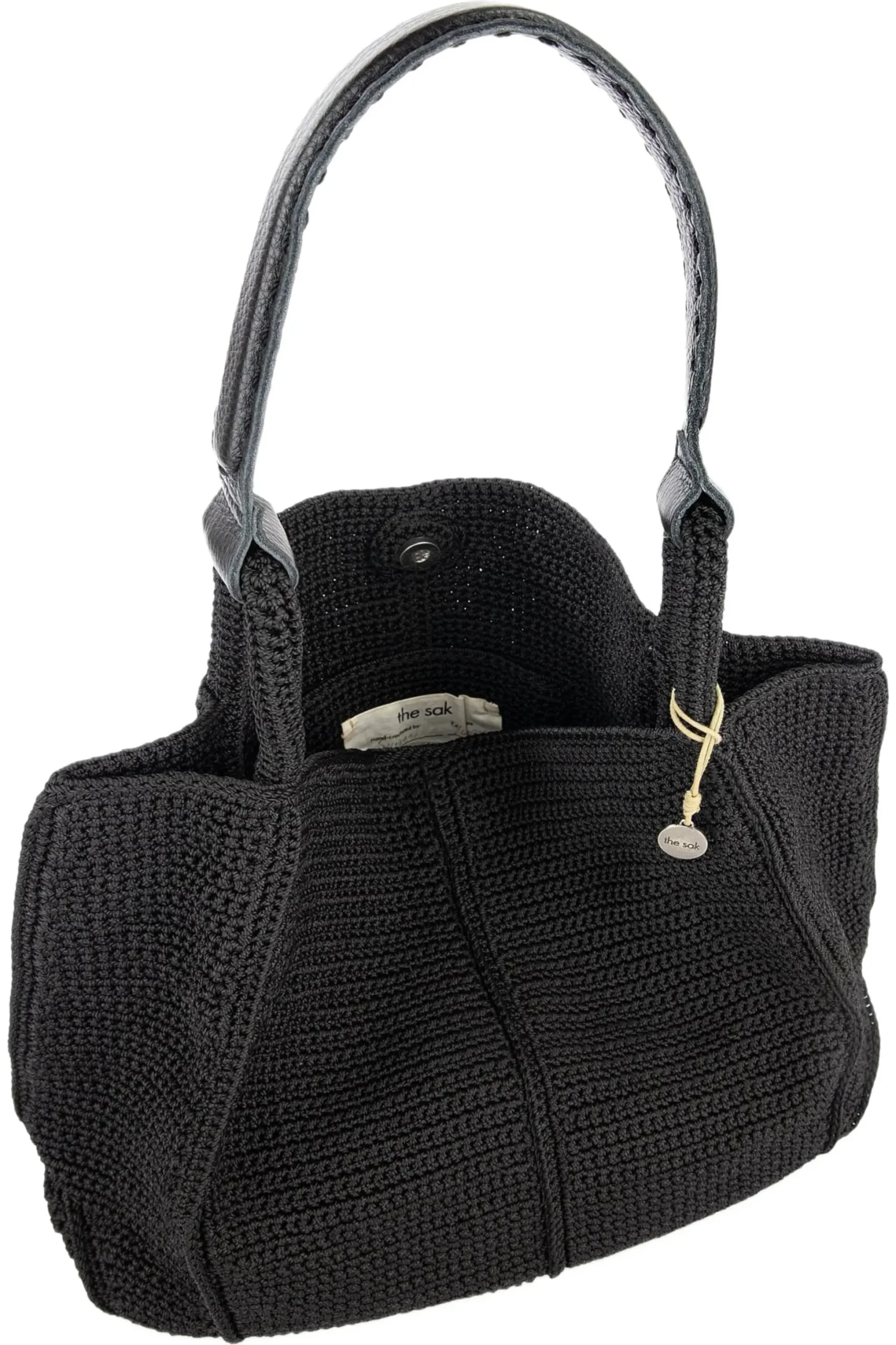 Bolso de Mano de Lana Negra Tejido a Mano